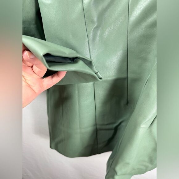 ELOQII Green Single Button Faux Leather Blazer Size 14 - Picture 9 of 11